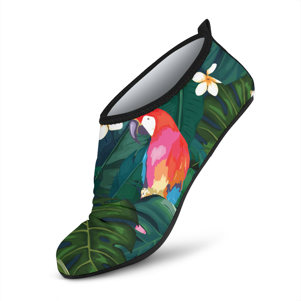 Parrot Palm Tree Leaves Flower Hibiscus Pattern Aqua Shoes