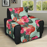 Beautiful flamingo tropical palm leaves hibiscus pateern background Recliner Cover Protector