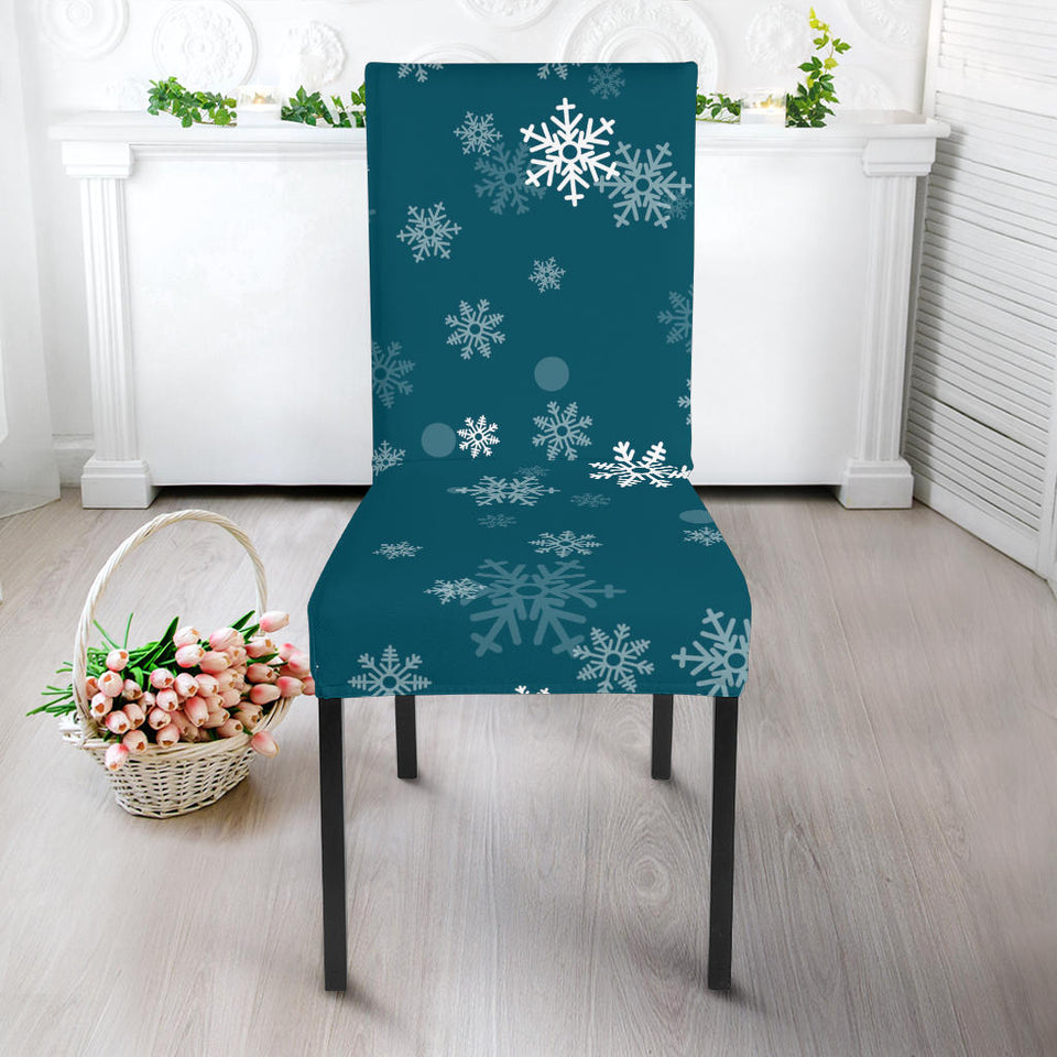 Snowflake Pattern Dark Background Dining Chair Slipcover