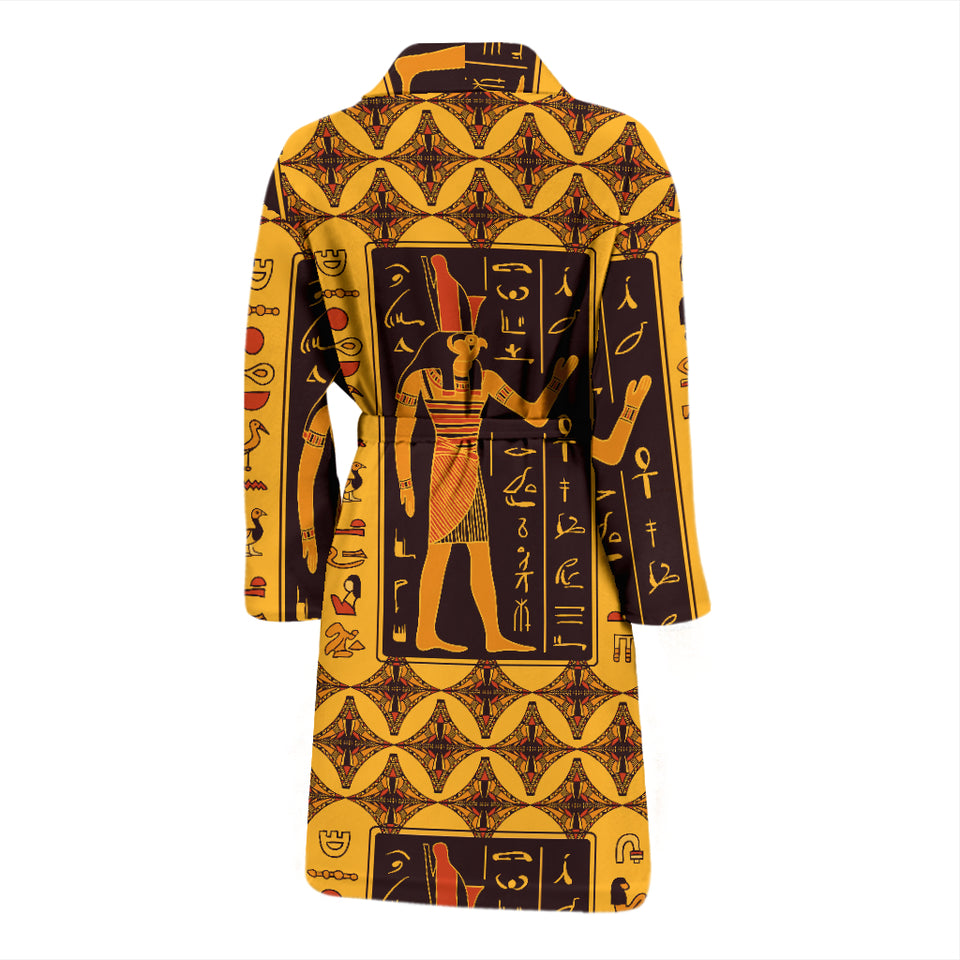 Egypt Hieroglyphics Pattern Print Design 05 Men's Bathrobe