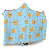 Brown Cute Pomeranian Blue Blackground Hooded Blanket