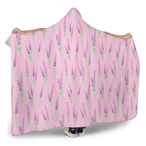Lavender Pattern Pink Background Hooded Blanket