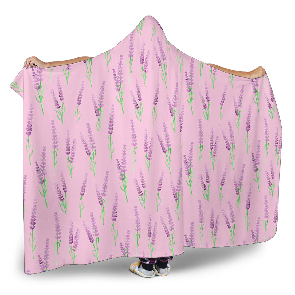 Lavender Pattern Pink Background Hooded Blanket