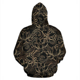 Luxurious Gold Lotus Waterlily Black Background Men Women Pullover Hoodie