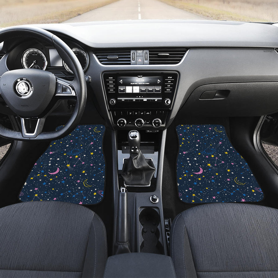 Space Pattern With Planets, Comets, Constellations And Stars Front Car Mats