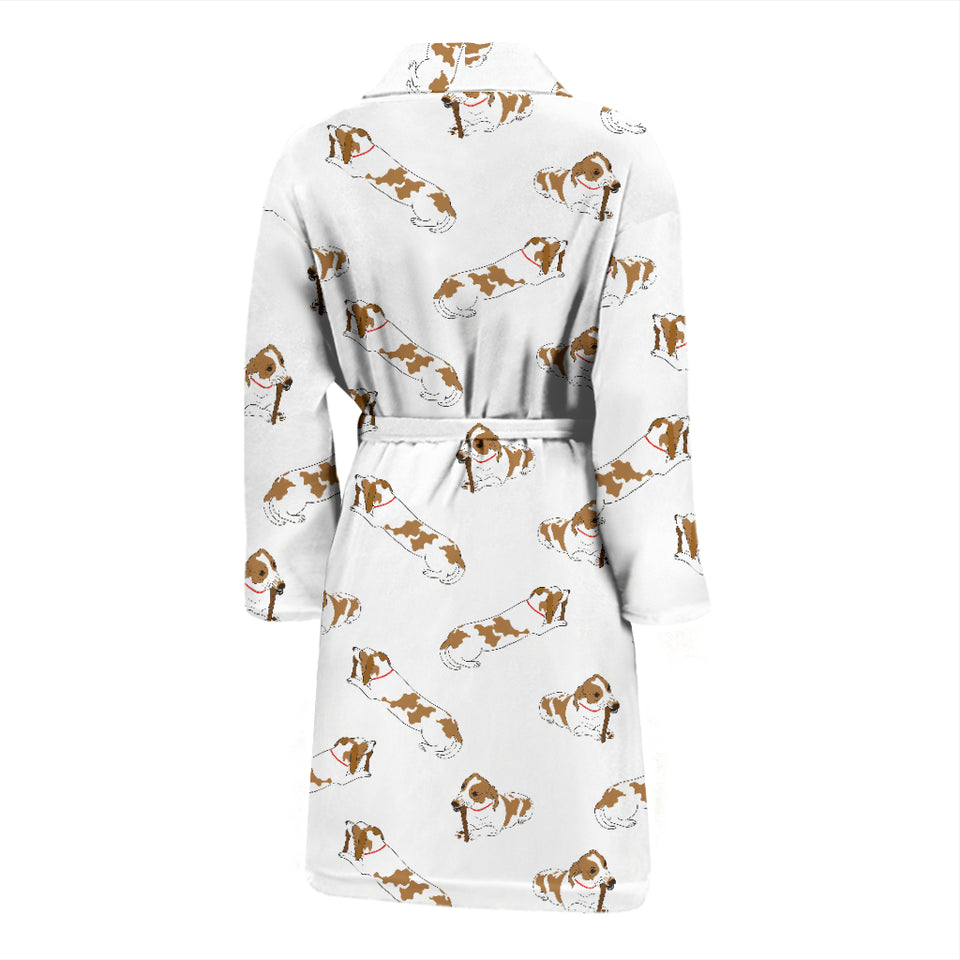 Jack Russel Pattern Print Design 04 Men's Bathrobe