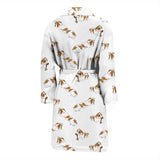 Jack Russel Pattern Print Design 04 Men's Bathrobe