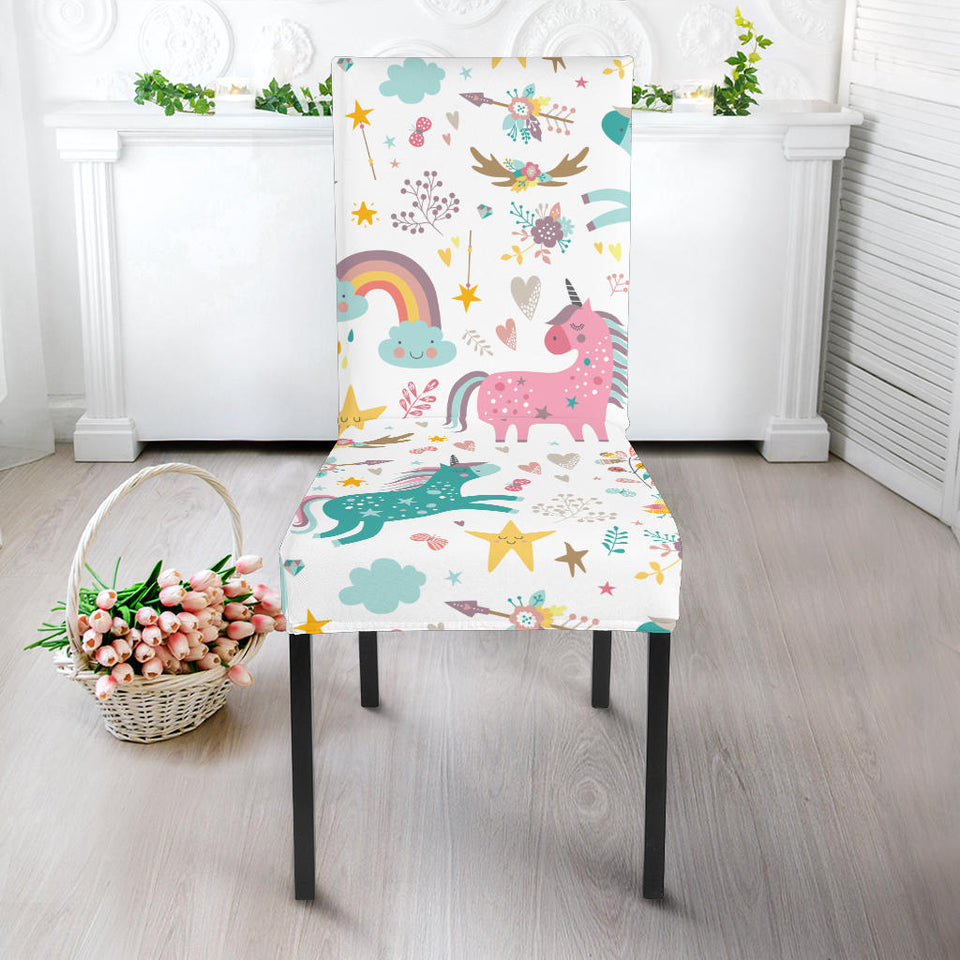 Colorful Unicorn Pattern Dining Chair Slipcover