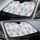 Snowman Christmas  Tree Snow Gray Background Car Sun Shade