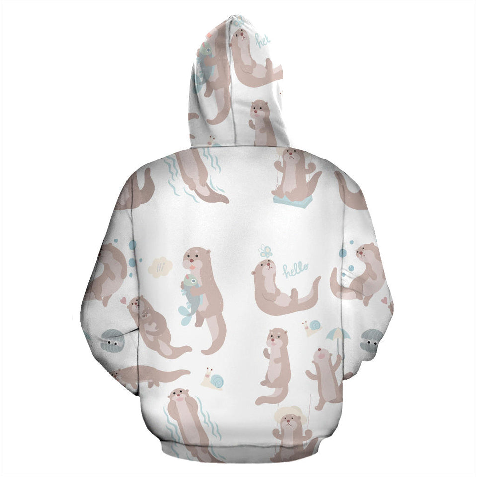 Cute Sea Otters Pattern Men Women Pullover Hoodie