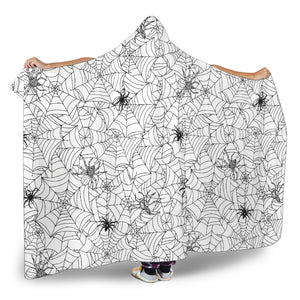 Spider Web Cobweb Pattern Hooded Blanket