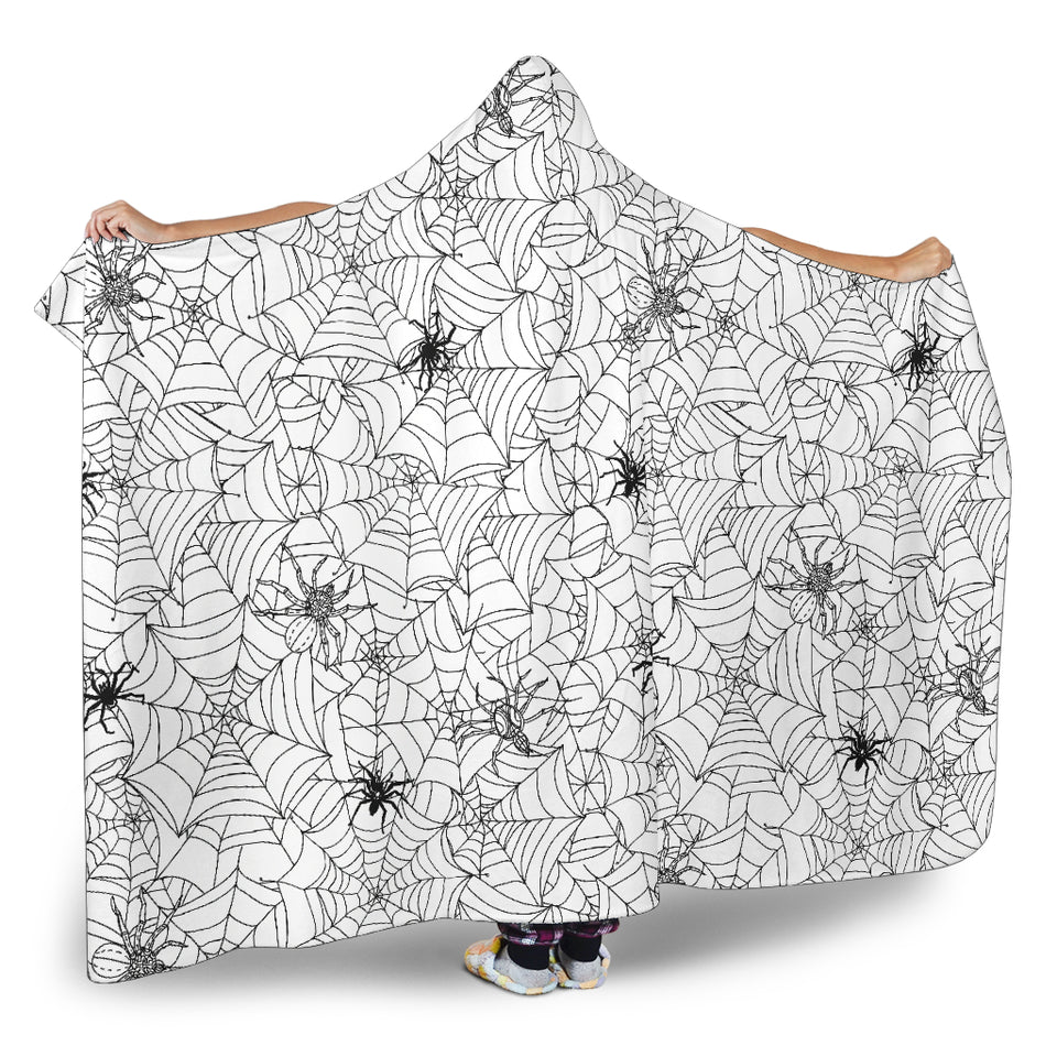 Spider Web Cobweb Pattern Hooded Blanket