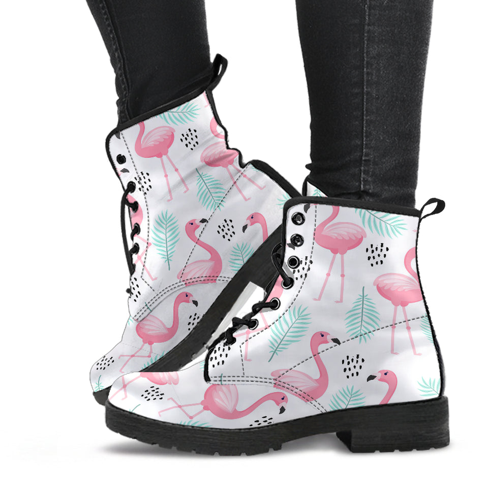 Cute Flamingo Pattern Leather Boots