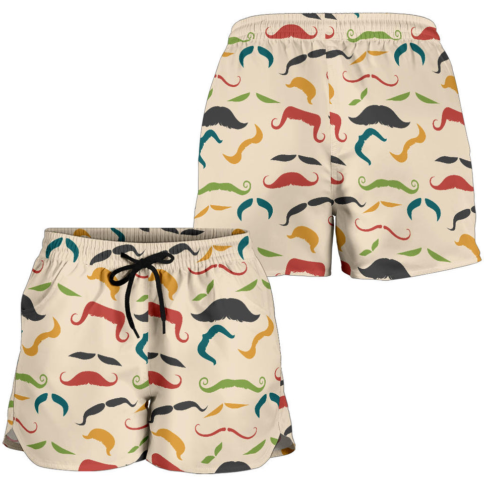 Mustache Beard Pattern Print Design 03 Women Shorts
