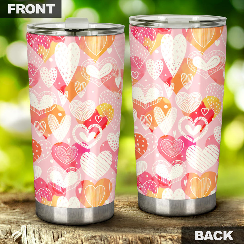Hand Drawn Heart Design Pattern Tumbler