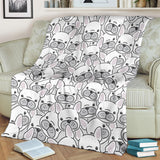 Cute French Bulldog Head Pattern Premium Blanket
