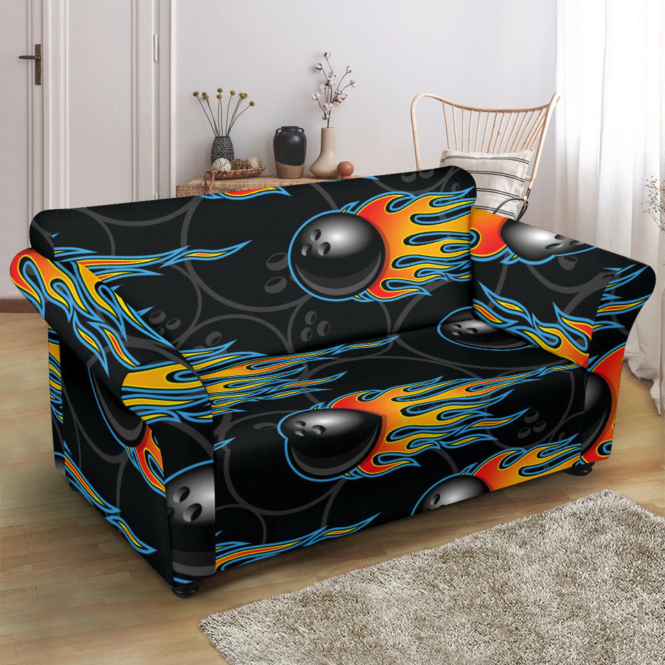 Bowling Balls Flame Pattern Loveseat Couch Slipcover