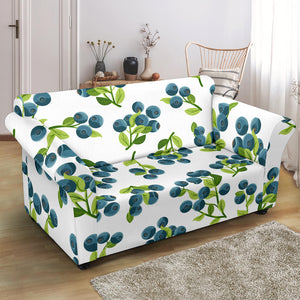 Blueberry White Background Loveseat Couch Slipcover