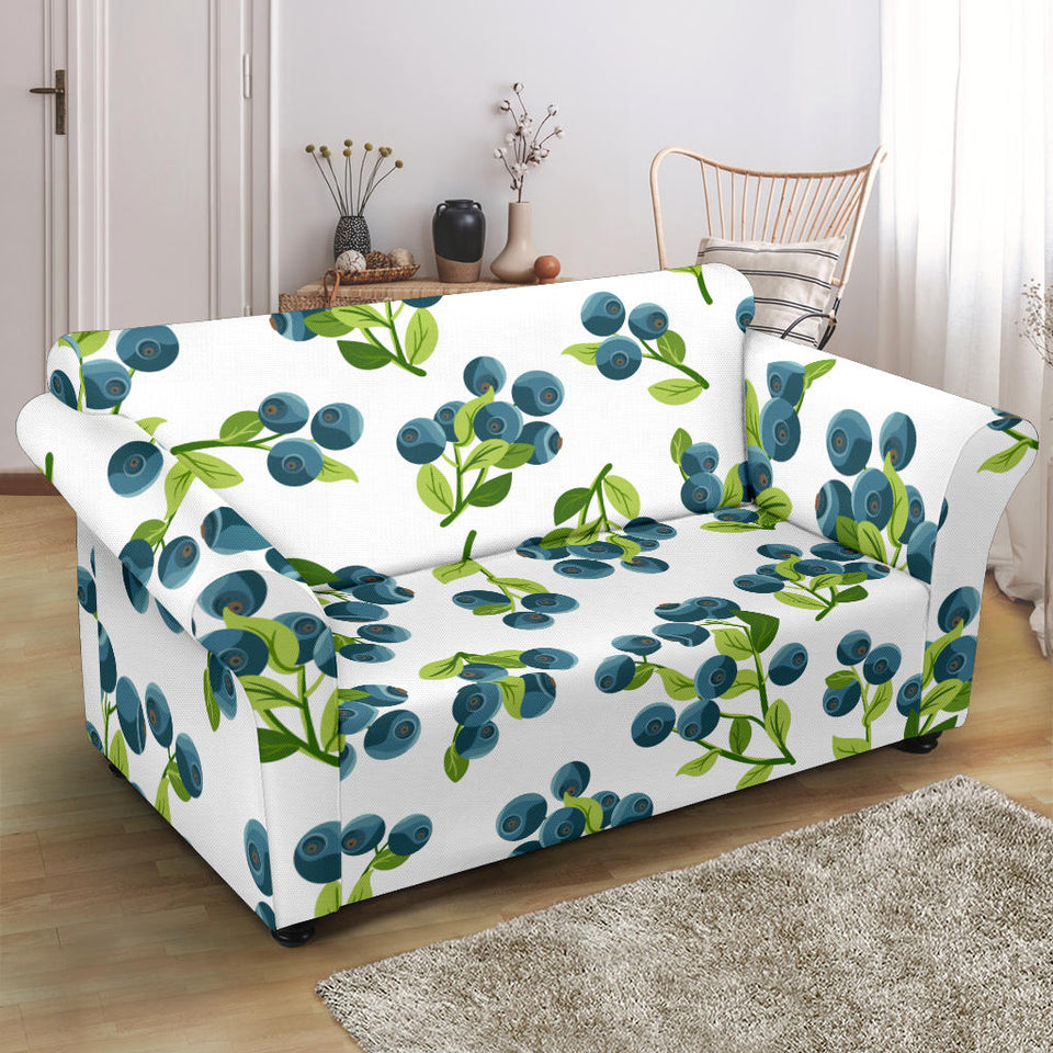 Blueberry White Background Loveseat Couch Slipcover