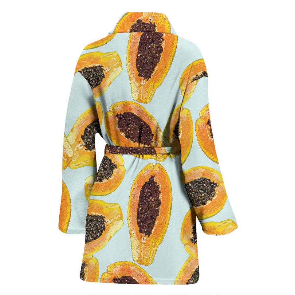 Watercolor Papaya Pattern Women'S Bathrobe