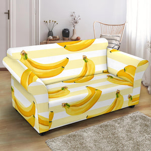 Banana Pattern Blackground Loveseat Couch Slipcover