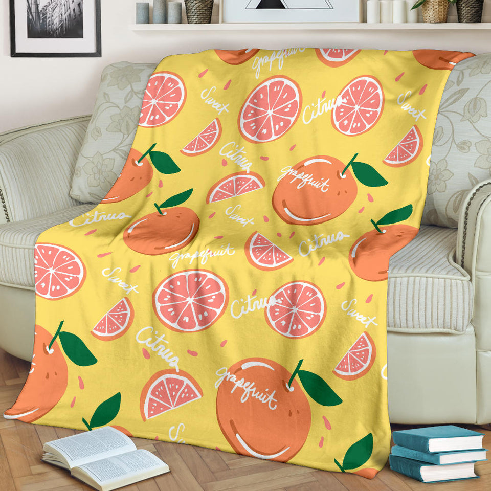 Grapefruit Yellow Background Premium Blanket