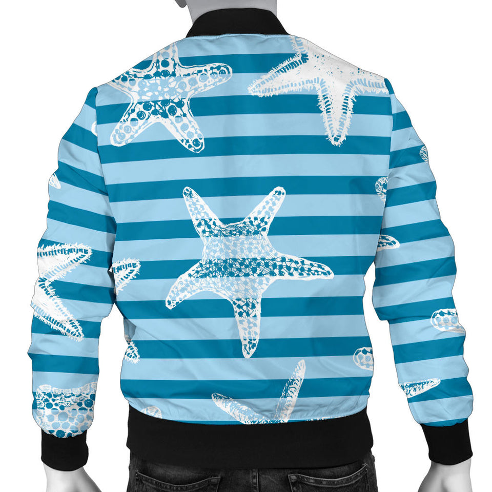Starfish Blue Blackground Men'S Bomber Jacket