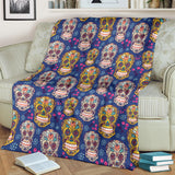 Sugar Skull Flower Pattern Premium Blanket