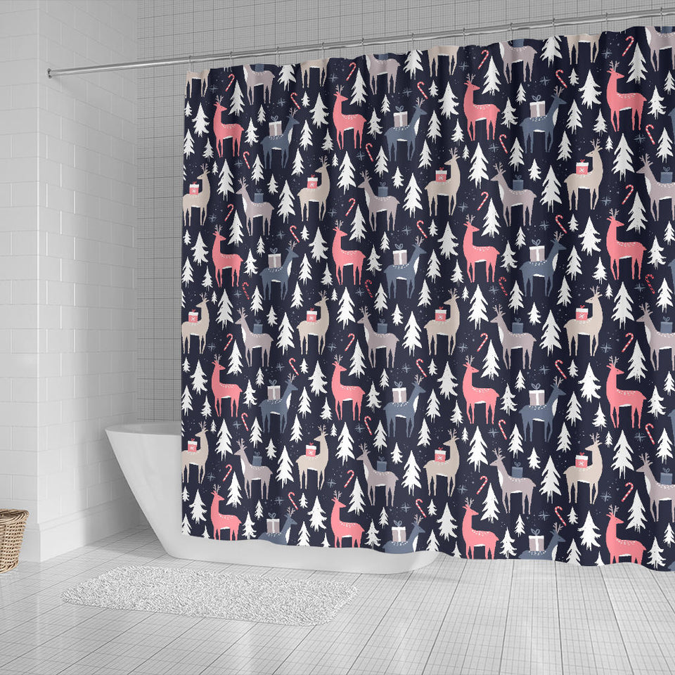 Deers Winter Christmas Pattern Shower Curtain Fulfilled In US