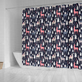 Deers Winter Christmas Pattern Shower Curtain Fulfilled In US