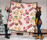 Cake Cupcake Sweets Pattern Premium Quilt