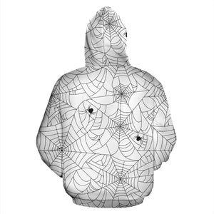 Spider Web Cobweb Pattern White Background Zip Up Hoodie