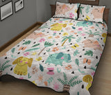 Cute elephants palm tree flower butterfly pattern Quilt Bed Set