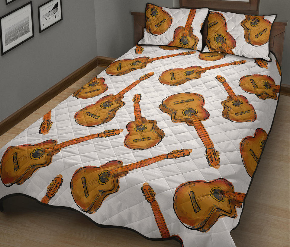 Paint Guitar Pattern Quilt Bed Set
