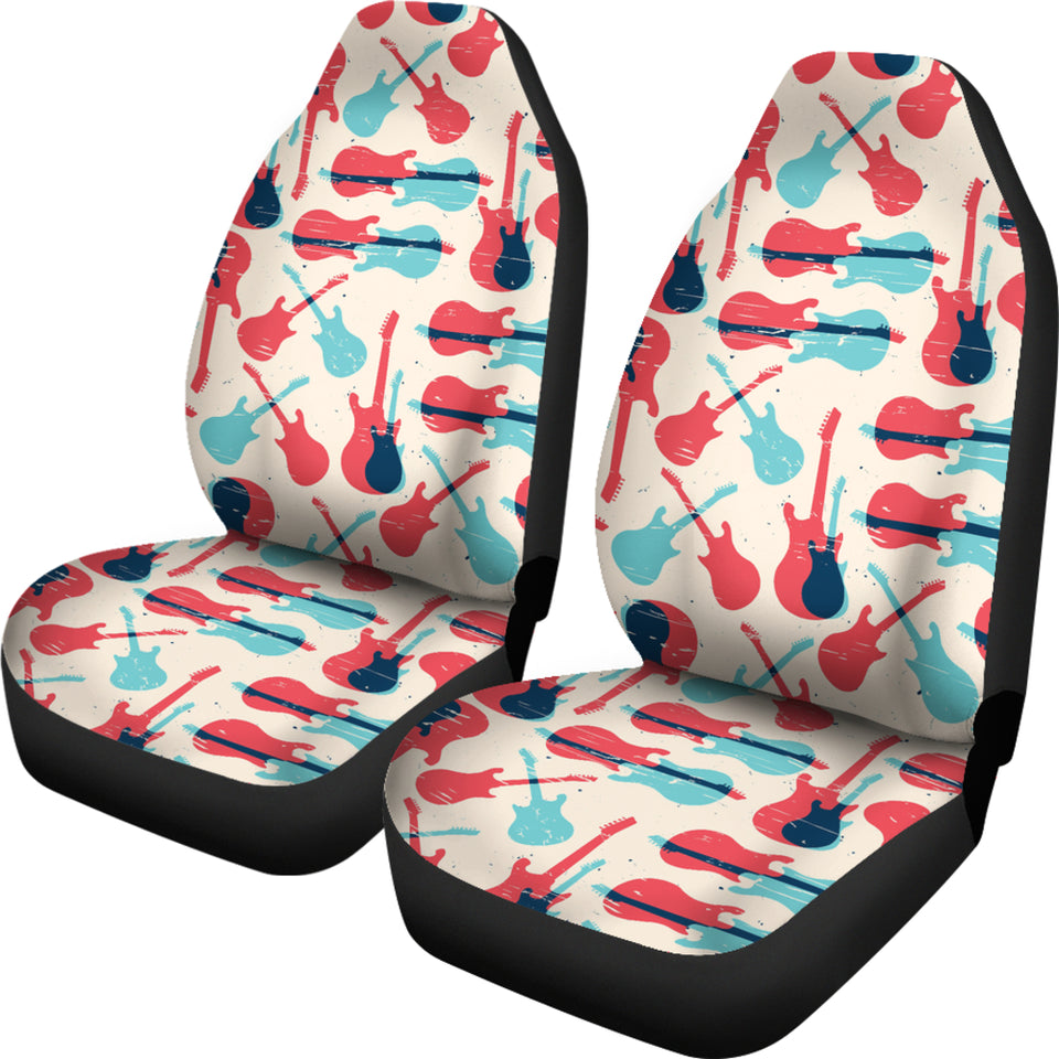 Red Blue Guitar Pattern Universal Fit Car Seat Covers