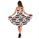 Donuts Pink Icing Striped Pattern Sleeveless Midi Dress