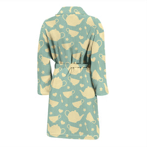 Tea Pots Pattern Print Design 02 Men's Bathrobe