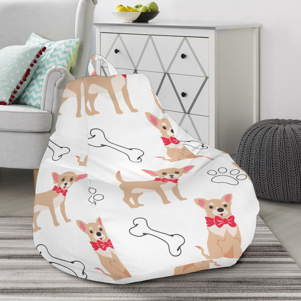 Chihuahua Bone Paw Pattern Bean Bag Cover