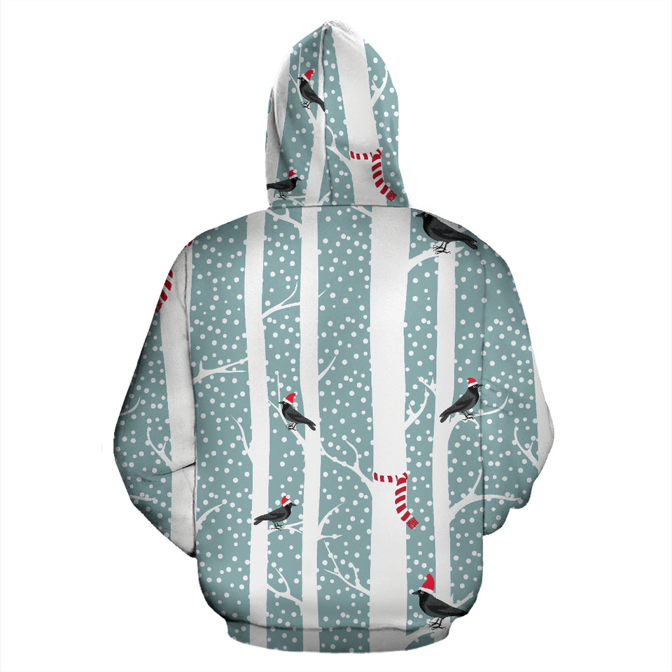 Crows Christmas Hat Scarf Zip Up Hoodie