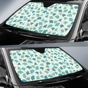 Green Ginkgo Leaves Pattern Car Sun Shade