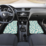 Green Ginkgo Leaves Pattern Front And Back Car Mats