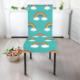 Rainbow Pattern Green Background Dining Chair Slipcover