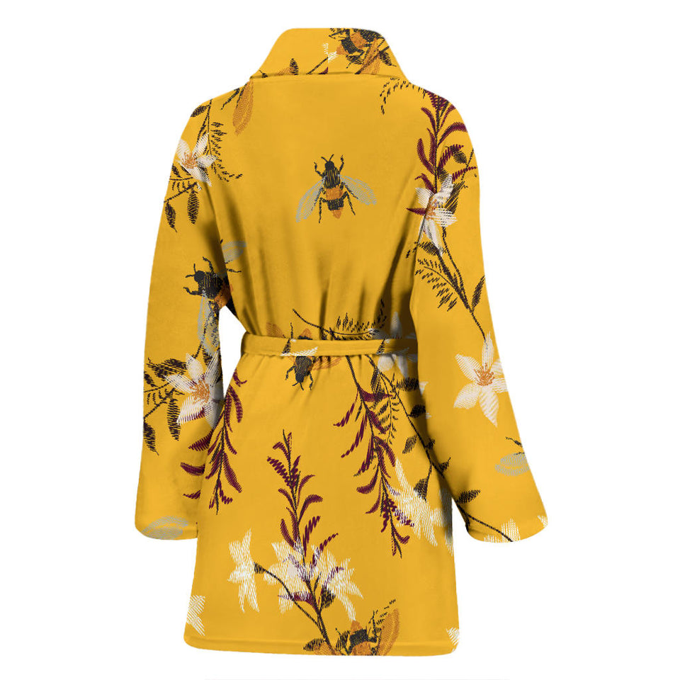 Bee Flower Pattern Women'S Bathrobe