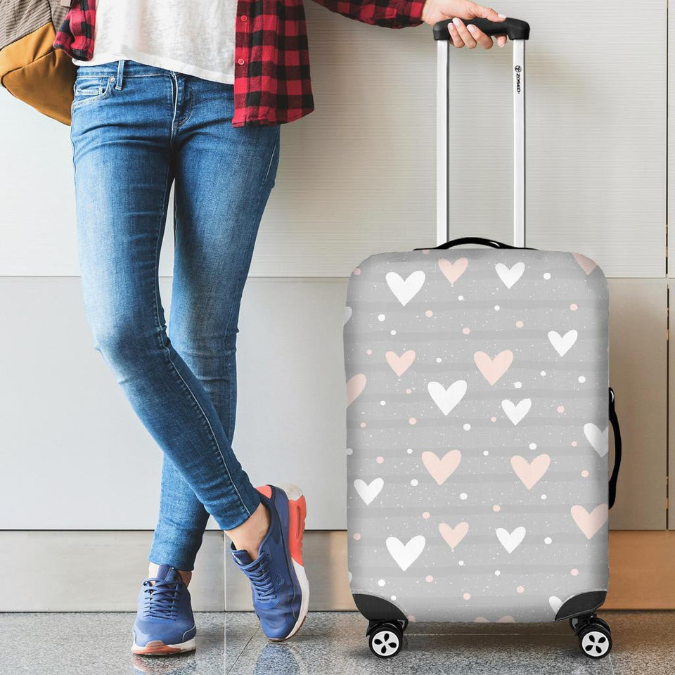 Heart Pattern Gray Background Cabin Suitcases Luggages