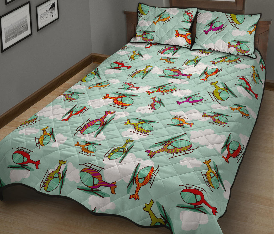 Helicopter design pattern Quilt Bed Set