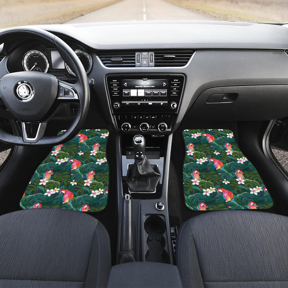 Parrot Palm Tree Leaves Flower Hibiscus Pattern Front Car Mats