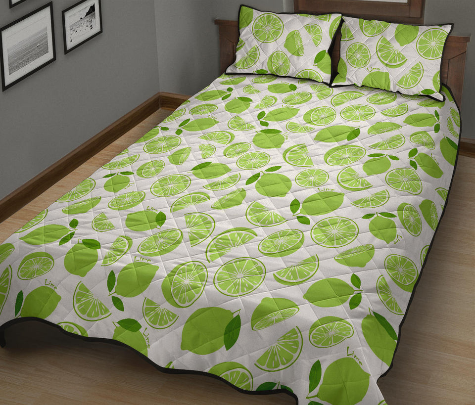 Lime design pattern Quilt Bed Set