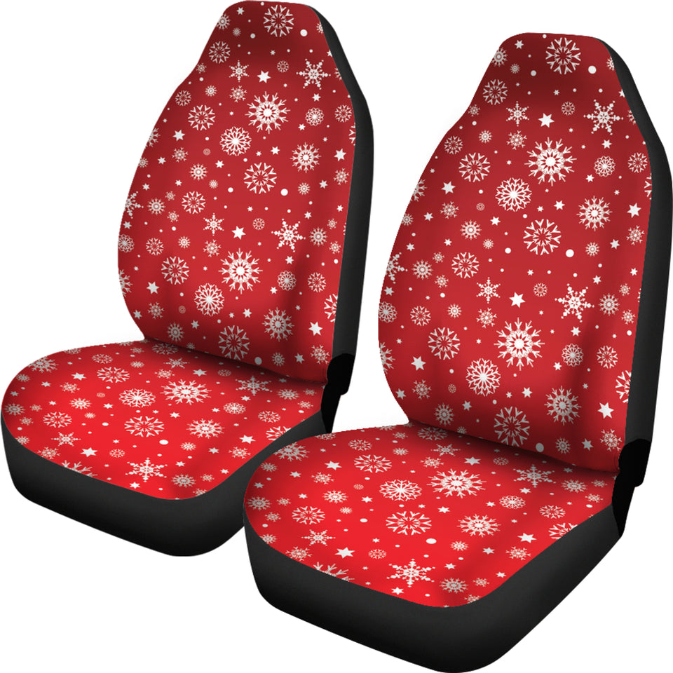 Snowflake Pattern Red Background  Universal Fit Car Seat Covers