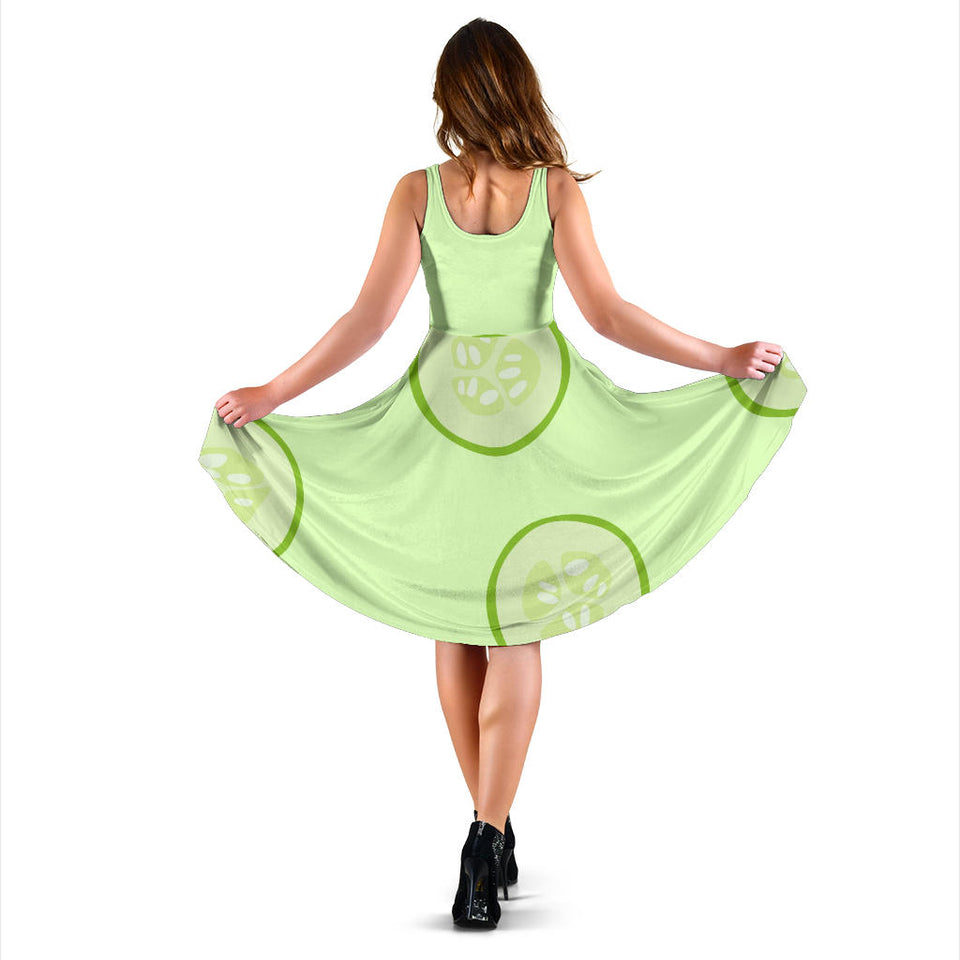Cucumber Pattern Sleeveless Midi Dress
