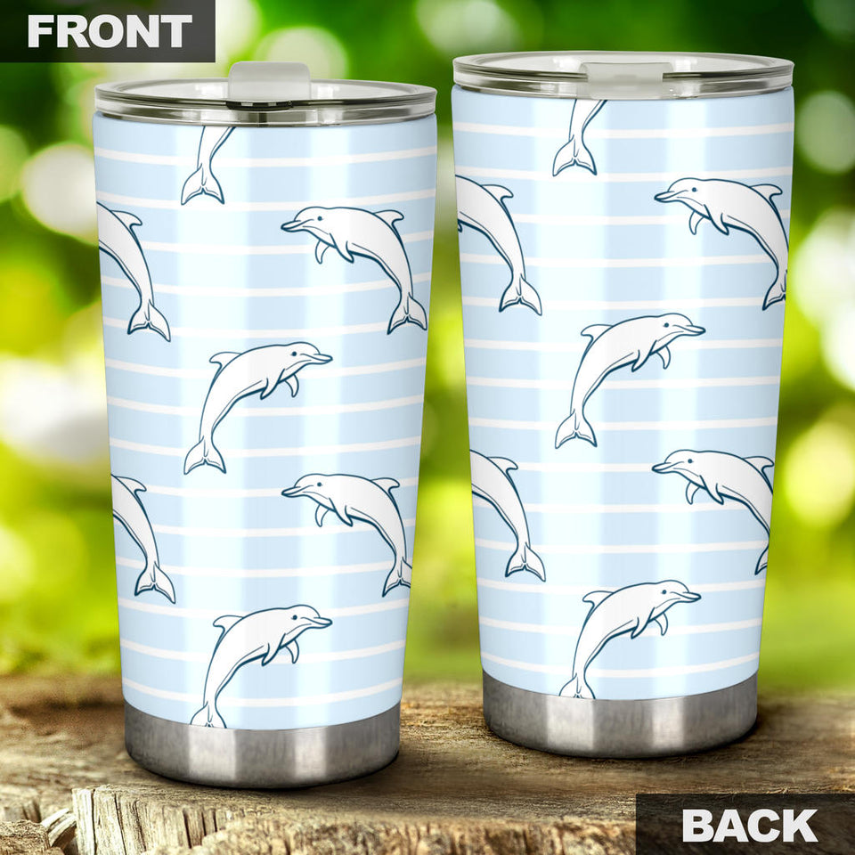 Dolphin Blue Striped Background Tumbler